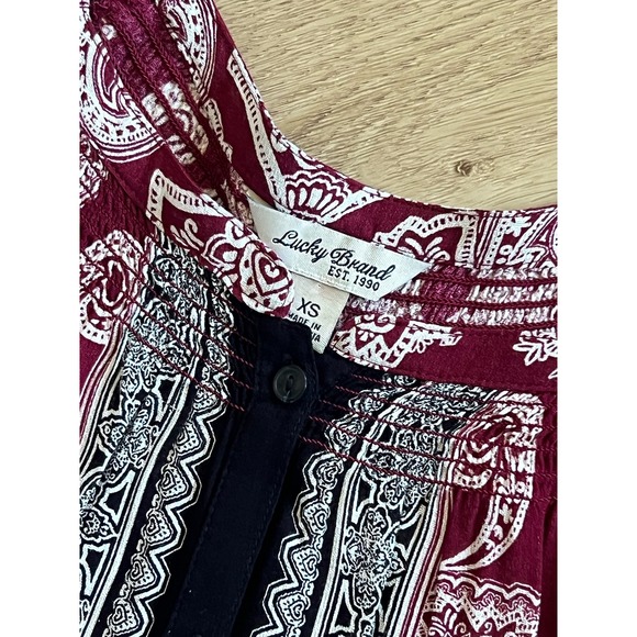Lucky Brand Paisley Print Button Down Blouse Bohemian Womens XS - Picture 6 of 6